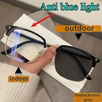 Photochromic Half Frame Flat Glasses Anti Blue Light Glasses for Men Computer Glasses  & Accessories 1