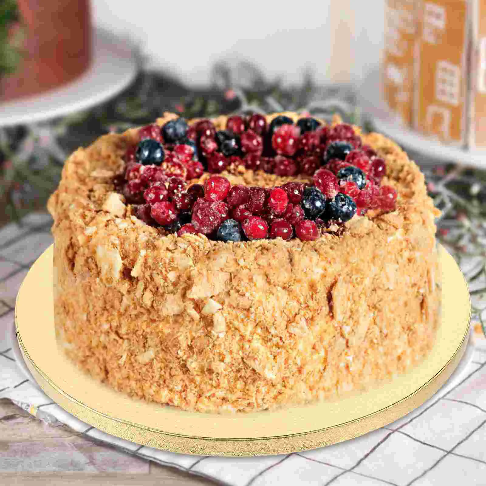 Cake Round Bases 10-inch Drum Decorative Boards Party Trays White Paper