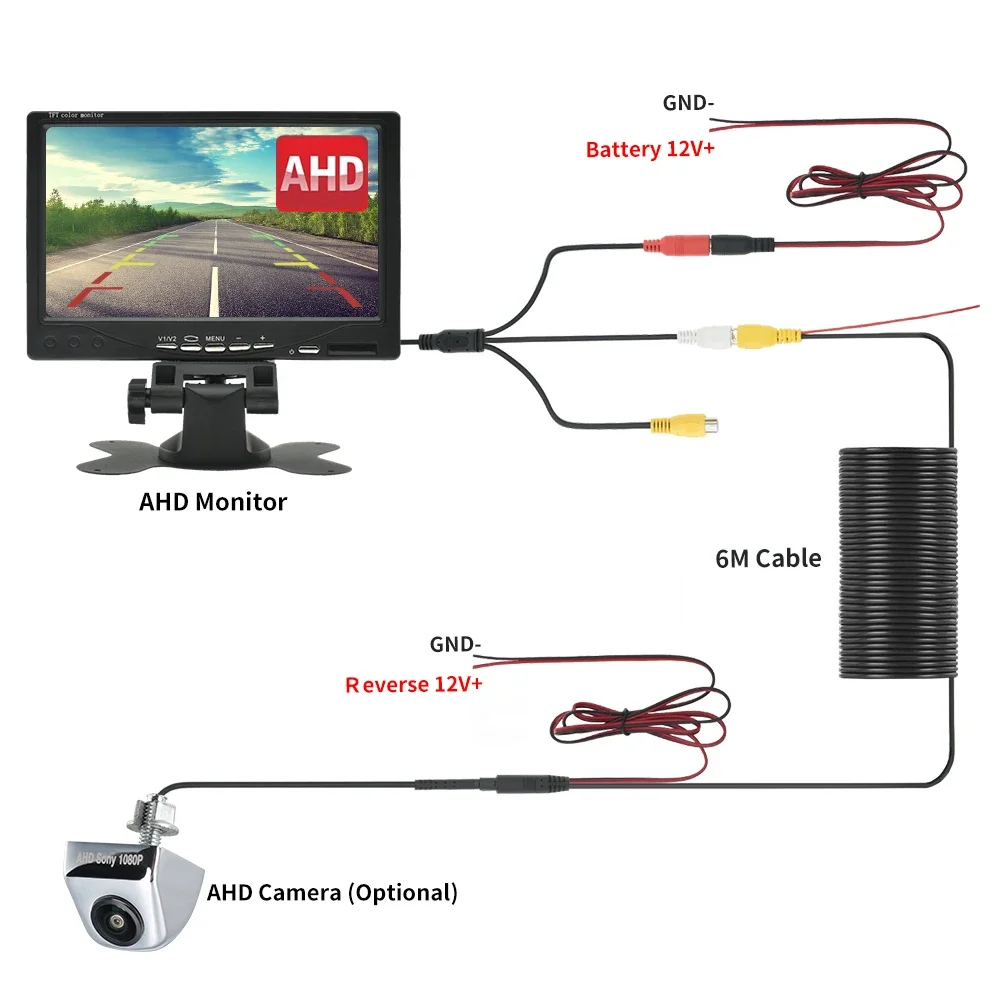 Car Rear View Camera Car Parking Monitor Monitor Display Car Display MJDOUD AHD Car Monitor with Rear View Camera for Vehicle Parking 1080P Night Vision Front Camera with 7 Inch 1024*600 Screen