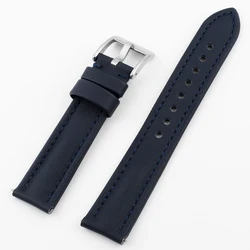 Deluxe Sailcloth Watch Band with Handmade Stitching and Quick Release Strap - 21mm (Dark Blue)