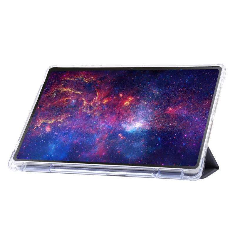 étui magnétique avec pour samsung tab support coque intelligente arrière transparente pour galaxy tab plus cover