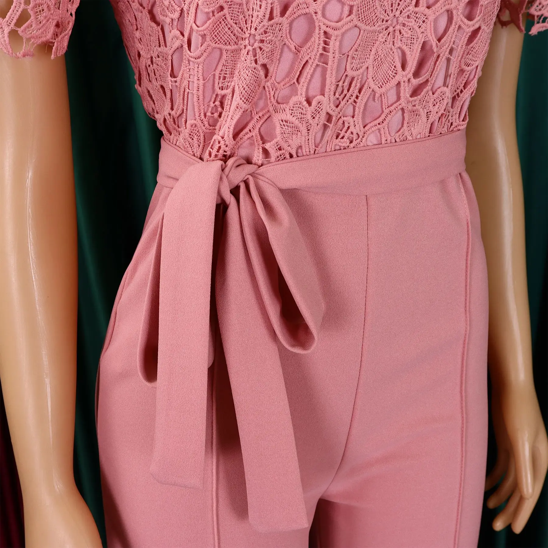 Women's 2025 summer sexy lace-trimmed cutout short-sleeved