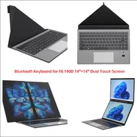 Wireless Bluetooth Folding Keyboard 14“+14” Dual Screen Laptop PU Leather Concealable Touchpad Portable Keyboard 1