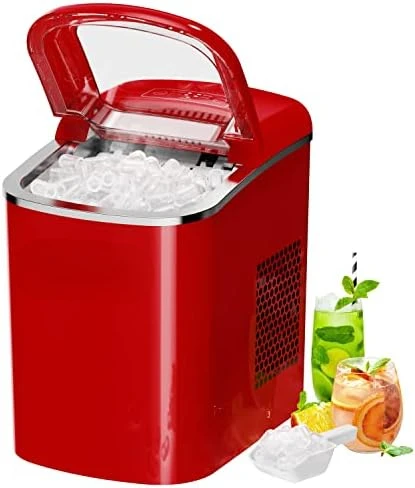 

Portable Countertop Ice Maker Machine, 26 lbs in 24 Hours, 9 Shaped Cubes Ready in 9 Minutes, 2 Ice Sizes, Perfect for Parties