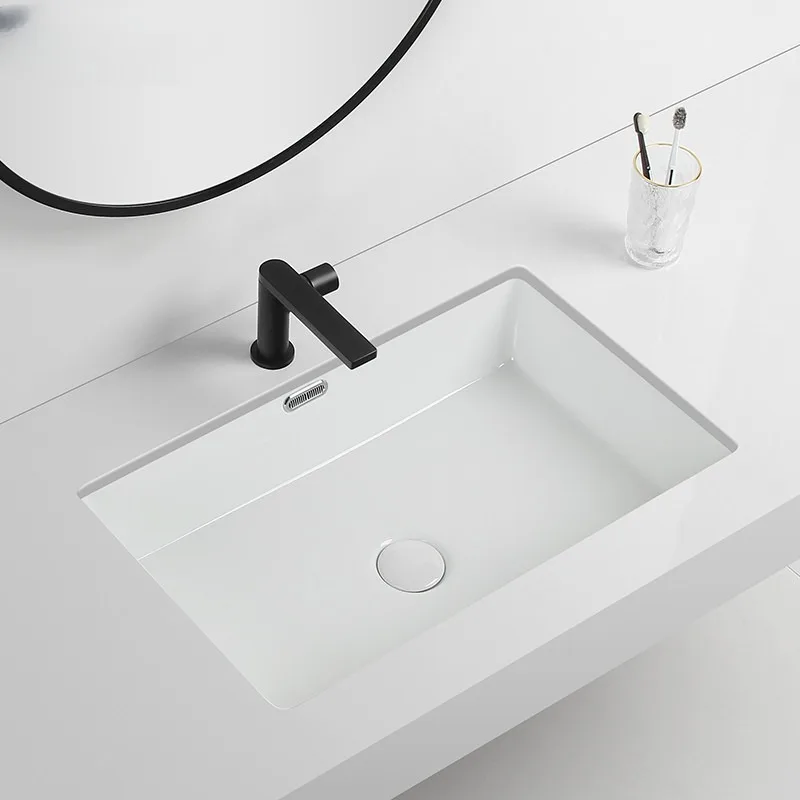 

Large capacity flat bottomed embedded basin, ceramic wash basin, household bathroom wash basin, stone basin, wash basin