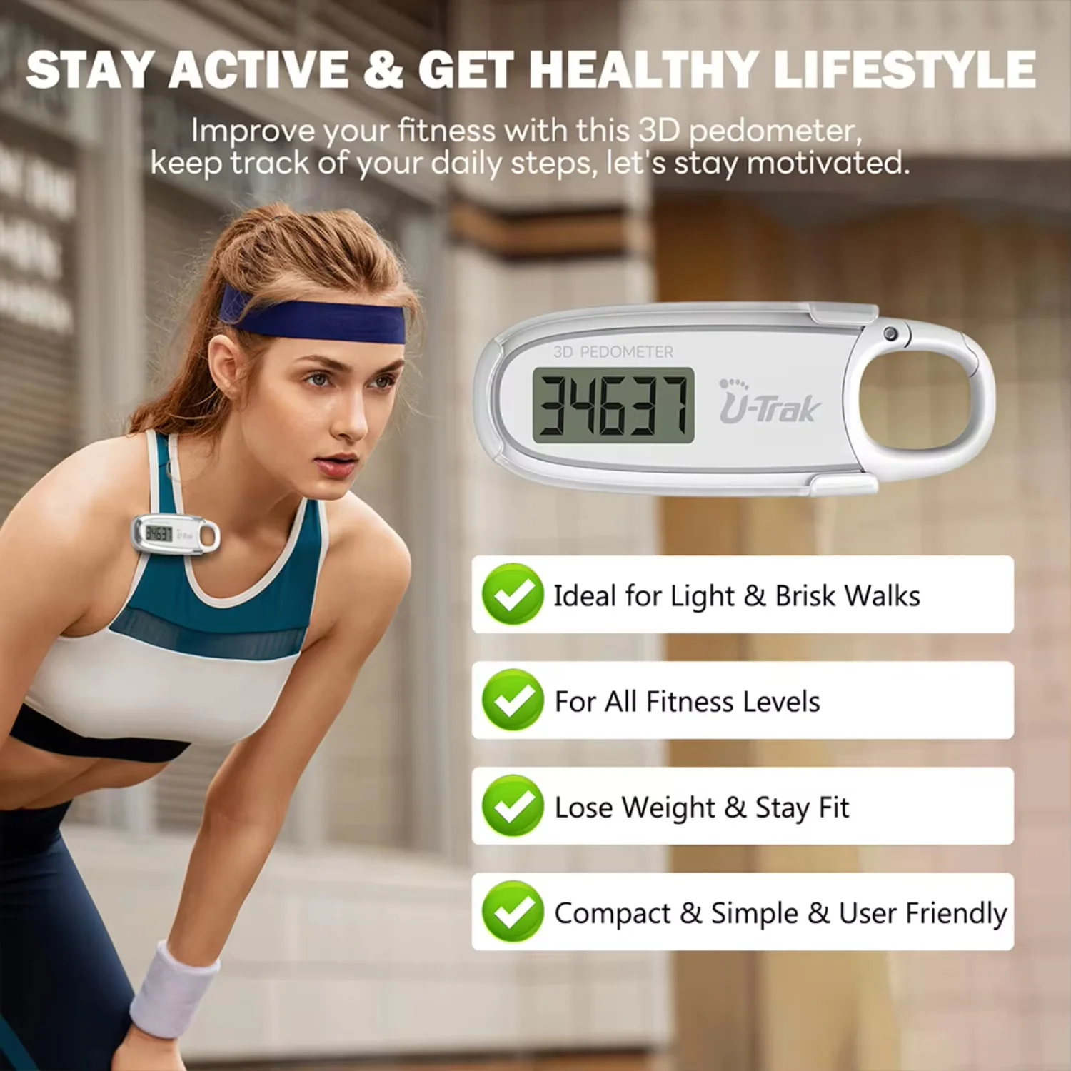 Walking 3D Pedometer Step Counter Large Electronic Pedometer LCD Display Simple Step Tracker Outdoor Sports