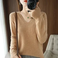 Women's Sweater 2025 Autumn Winter Knitted Pullovers V-neck Slim Fit Bottoming Shirt Solid Soft Knitwear Jumpers Basic Sweaters - Image 3