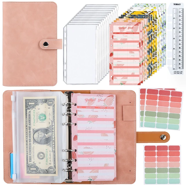 A6 Budget Binder, Soft PU Leather Notebook Binder Budget Planner