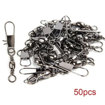 10/30/50pcs Fishing Quick Lock Clips Fishhook Rolling Swivel Buckle All for Fishing Accessories Sports Entertainment Goods Tools