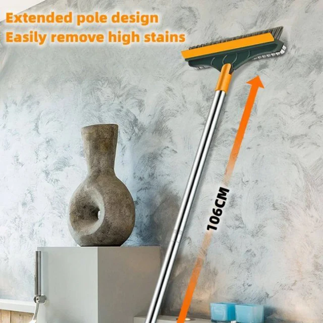 Spazzola per pulizia 3 in 1 Spazzola per pulizia Spazzola per bagno con manico lungo Spazzola per pavimenti rotante Spazzola per fessure 4