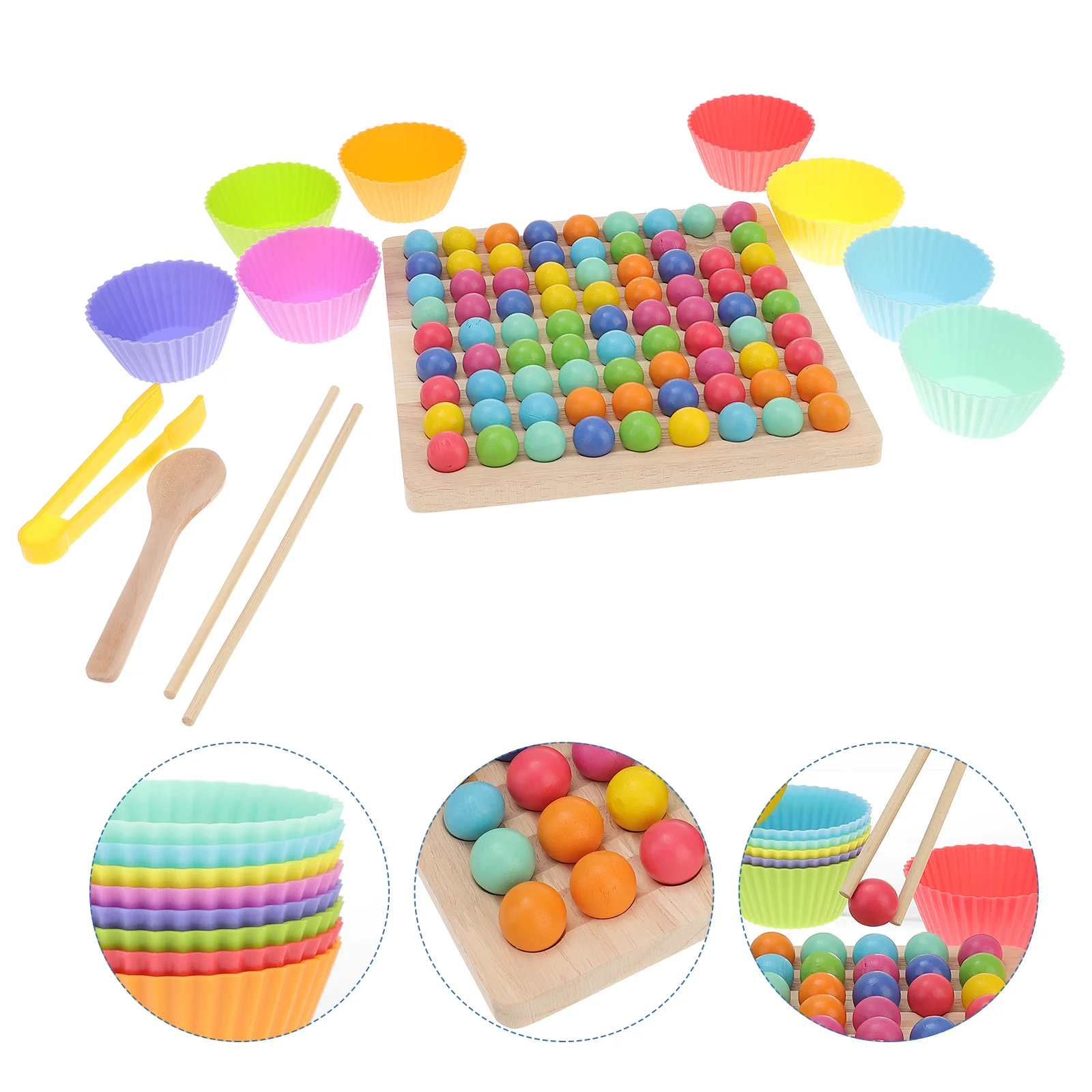 Color Beads Match Wood Board Game Toy Elimination Plates Wooden Children's Toys Early Learning Cartoon