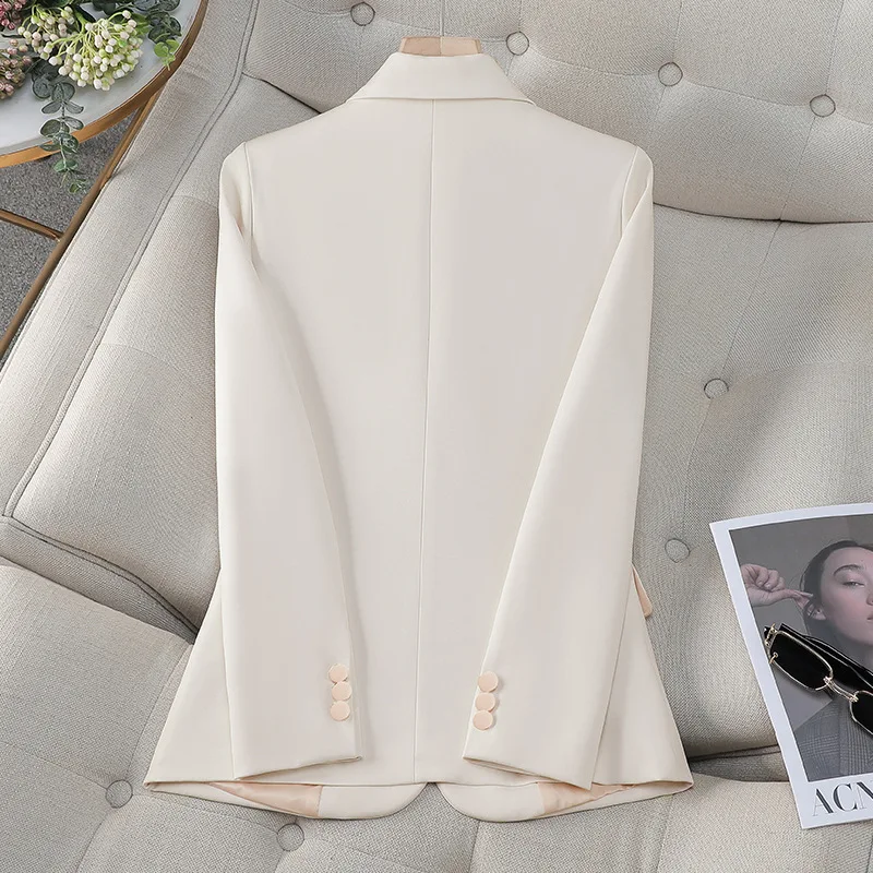 ZJYT Women's Long Sleeve Blazer Elegant Jackets and Coats Office Lady Plus Size Outerwear Spring Korean Fashion Outerwear Blue