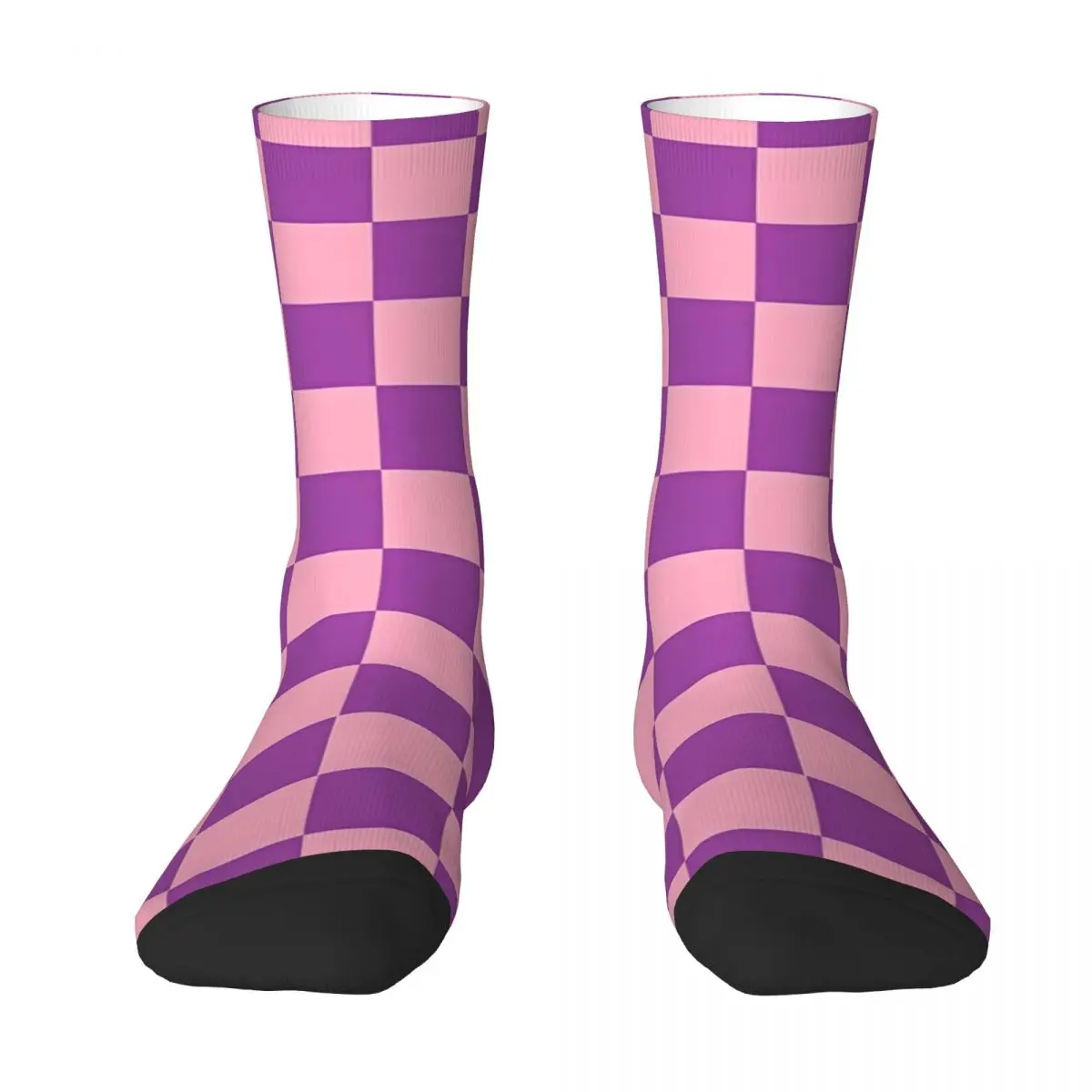 

Checkered Pink And Purple Sock Socks Men Women Polyester Stockings Customizable Design