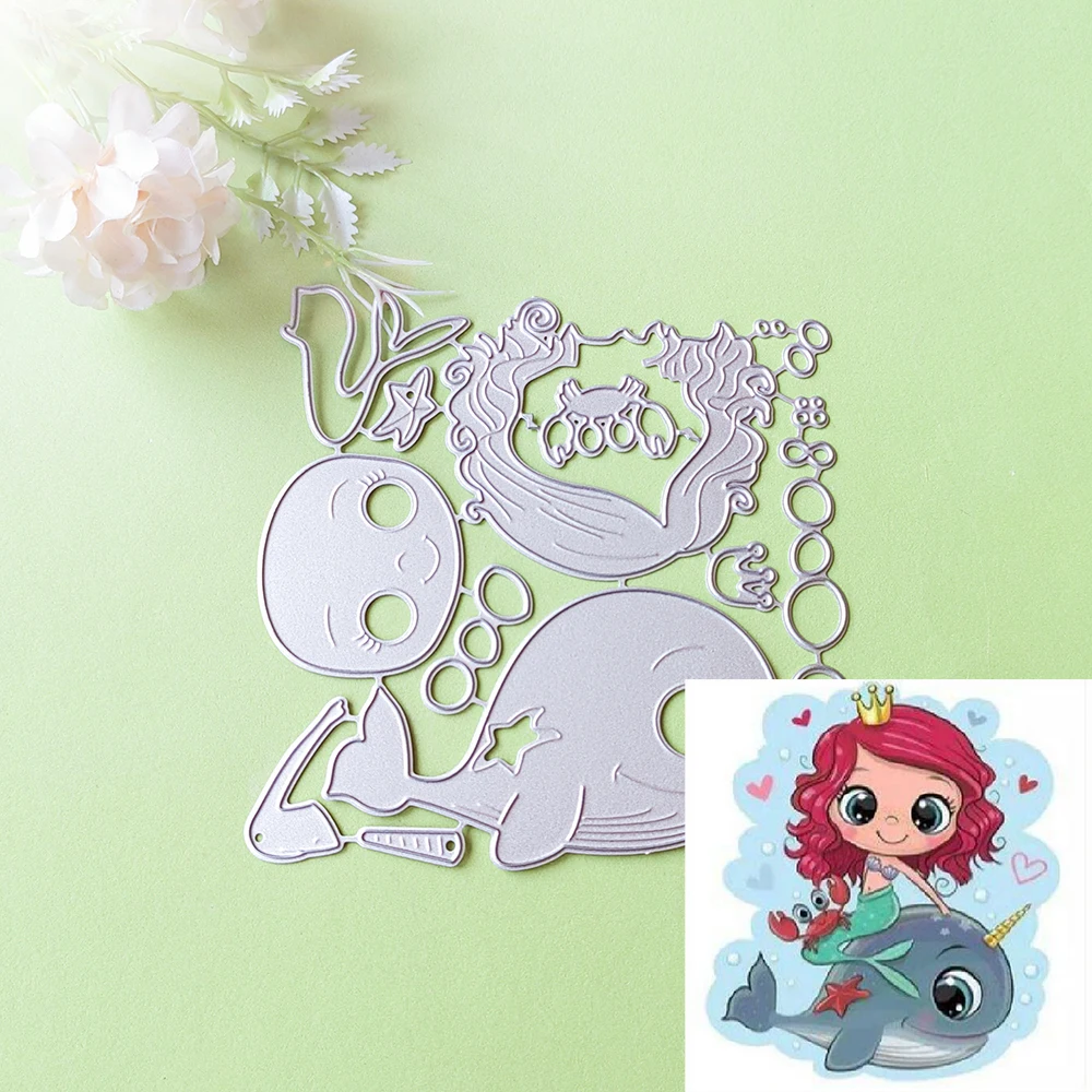 

New mermaids and whales cutting dies scrapbook decoration embossed photo album decoration card making DIY crafts