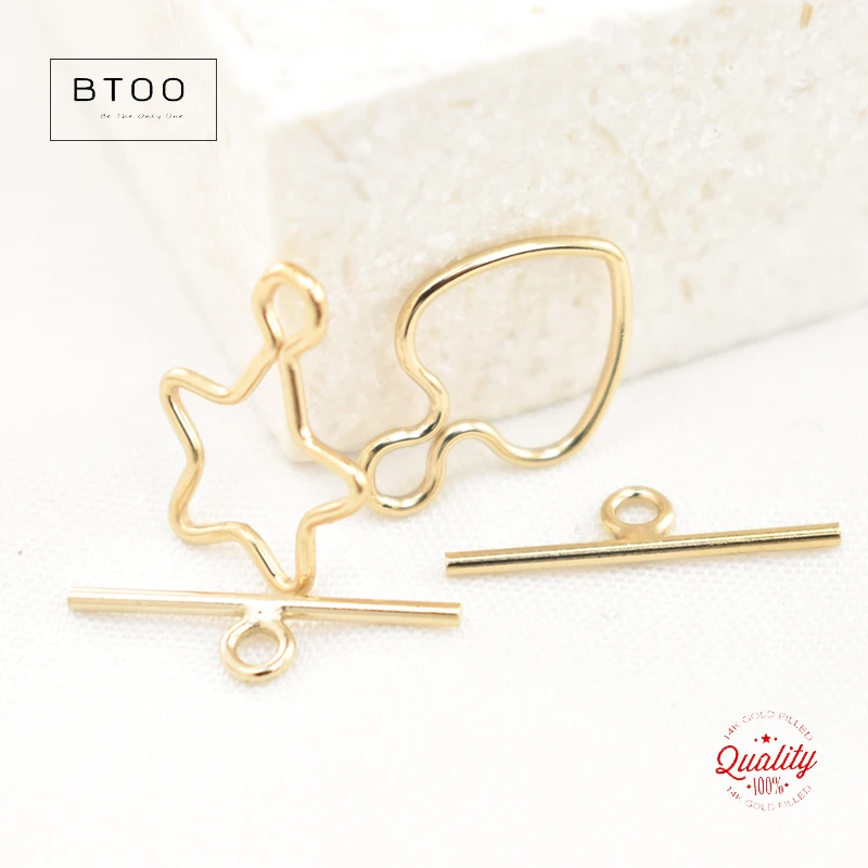 14K Gold Filled Star/Heart Toggle Set Charm 10MM Gold Pendant For Bracelet Necklace Earring DIY Jewelry Findings Accessories