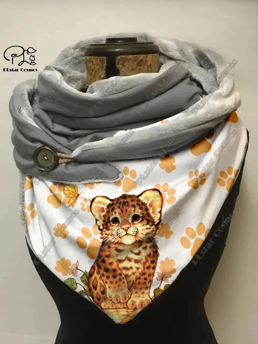 

3D printed animal series alpaca pig cow tiger donkey lion leopard print women's warm shawl spring winter small triangle scarf