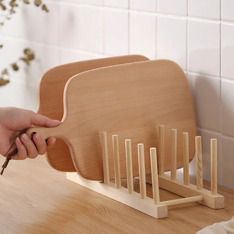 Kitchen Dish Drain Rack Dinnerware Storage Organizer Tray Plate Drying Shelf Wooden Book Cups Display Stand Drainer Holder 1pcs dish drying rack