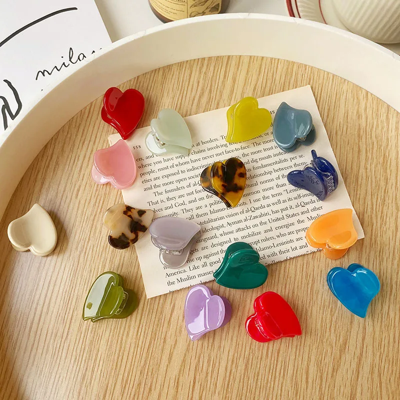 

Заколки для волос в Корейском стиле женские, небольшие зажимы для волос с сердечками и уксусной кислотой, модные аксессуары для волос для девочек, 1 шт.