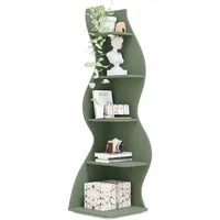 Modern 5-Tier Wall Corner Bookshelf, Stylish  Small Bookcase Storage Rack Plant Stand with Unique Shape for Living Room 1