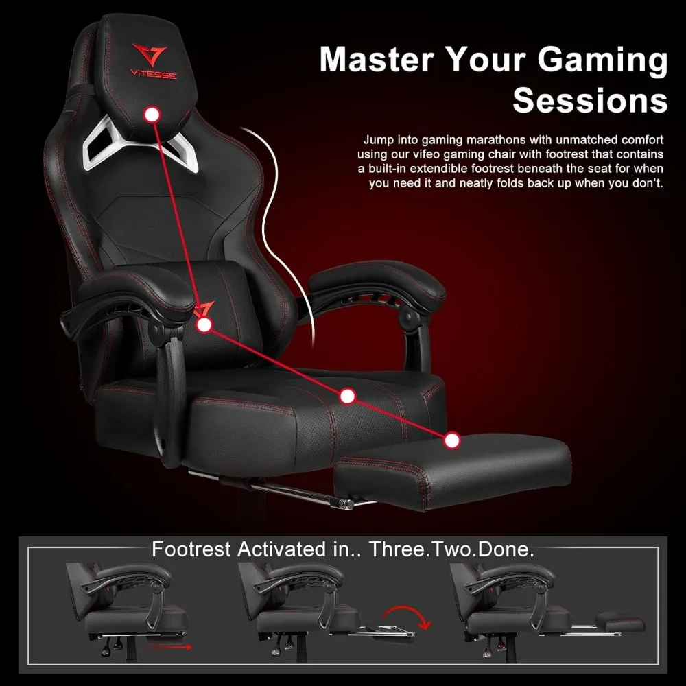 Big and Tall Gaming Chair 400lb Weight Capacity with Footrest, Ergonomic Video Game Chair for Adults with Oversized Headrest 6