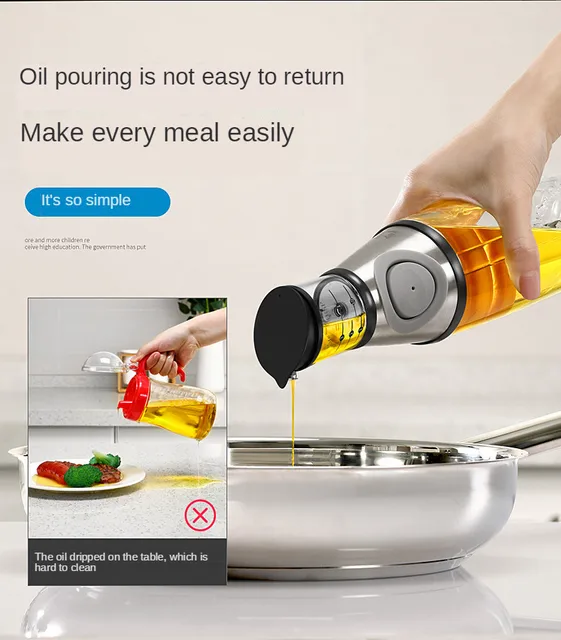 Dispenser Olio E Aceto In Vetro - 2 Bottiglie Da 500ml Con Dosatore - Foto 8