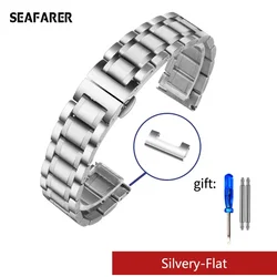 Elegant Curved End Stainless Steel Watchband - Versatile Strap - 20mm (Silver - Flat)