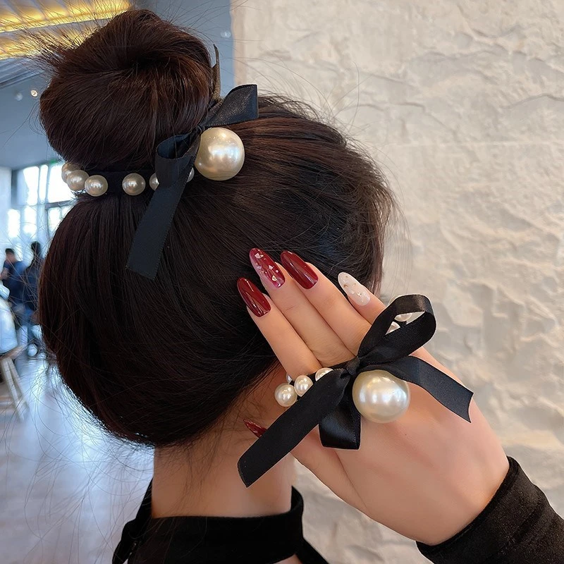 女の子と女性のための結び目のある黒いシュシュ ポニーテールホルダー ヘアアクセサリー ひも製造機 Aliexpress