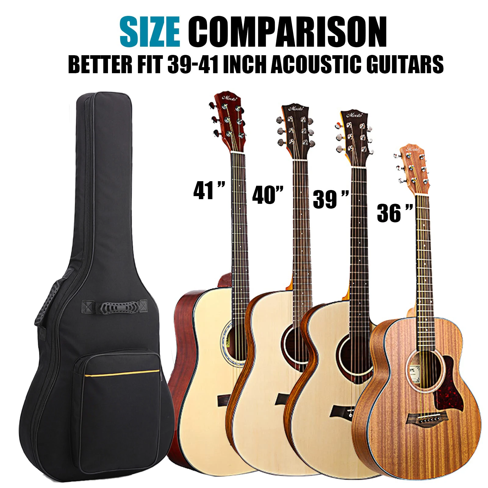 Acoustic Guitar Bag with Thick Padding and Water-Resistant Finish, Adjustable Shoulder Strap, and Dust-Proof Protection