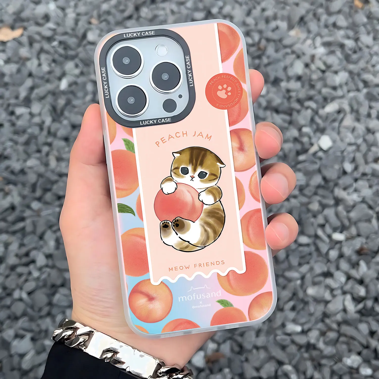 thumbnail image 1 of Funda de teléfono con gradiente láser Aurora mate para iPhone, carcasa de lujo con diseño divertido de gato m-mofusands para iPhone 15, 14, 13, 12, 11 Pro Max, XR, XSMax, 8 Plus, 1 of 5