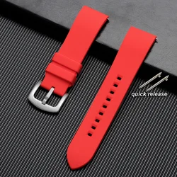Quick Release Waterproof Silicone Sports Watchband - Soft Rubber Strap - 23mm (Red)