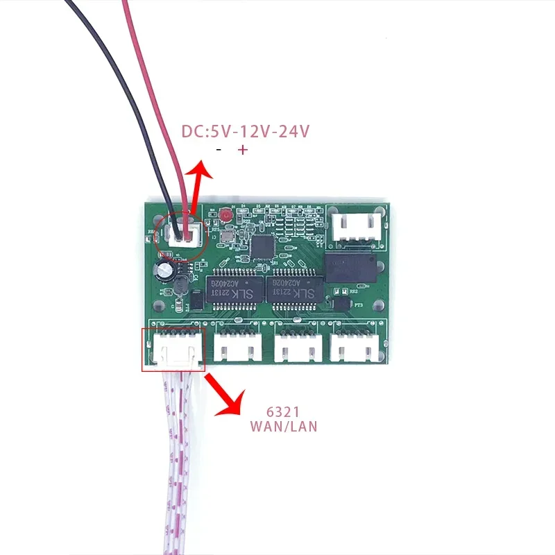 고속 스위치 미니 이더넷 TAP 스위치, 네트워크 스위치 허브 PCB 모듈 보드, 시스템 통합 모듈용, 5 포트, 10 mbps, 100mbps