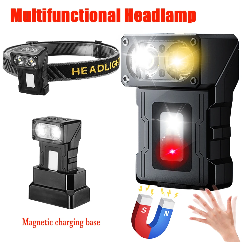 

COB+LED Multifunctional Flashlight USB Rechargeable Sensor Headlamp Tail Magnet Clip Torch for Outdoor Fishing Camping Lantern