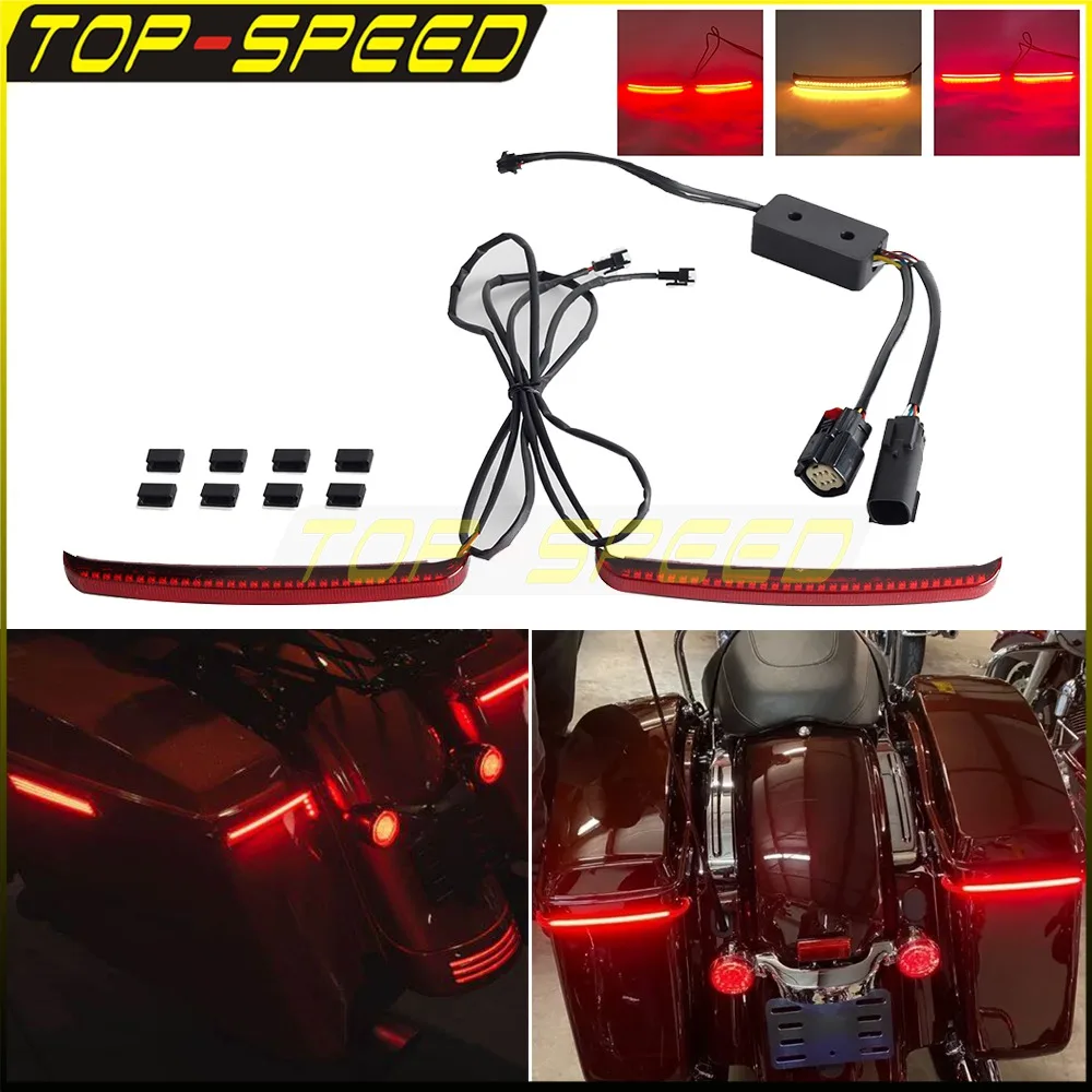 

Motor LED Saddlebag Brake Flowing Turn Signal Accent Light For Harley Touring CVO Electra Road King Glide Ultra Limited 2014-Up