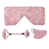 New Rose Quartz Jade Eye Mask Massager Jade Roller Guasha Board Set Natural Stone Scraper Face Lift Roller Facial Massage Tools 1