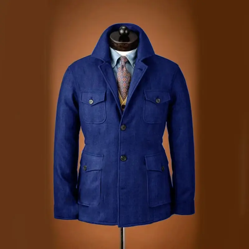 Men's Tweed Jacket Tuxedo Woolen Suit High Quality Costumes Wool Single Breasted Casual Slim Fit Male Blazers Autumn Winter - Image 6
