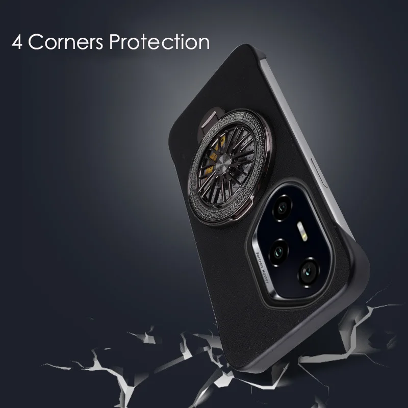 Sleek Gyro Holder Ultra Thin Frameless Protective Case - Hard PC & PU Leather Cover
