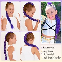 Extensions capillaires synthétiques tressées violettes, 24 26 28 30 pouces, Texture Yaki pré-étirée 3
