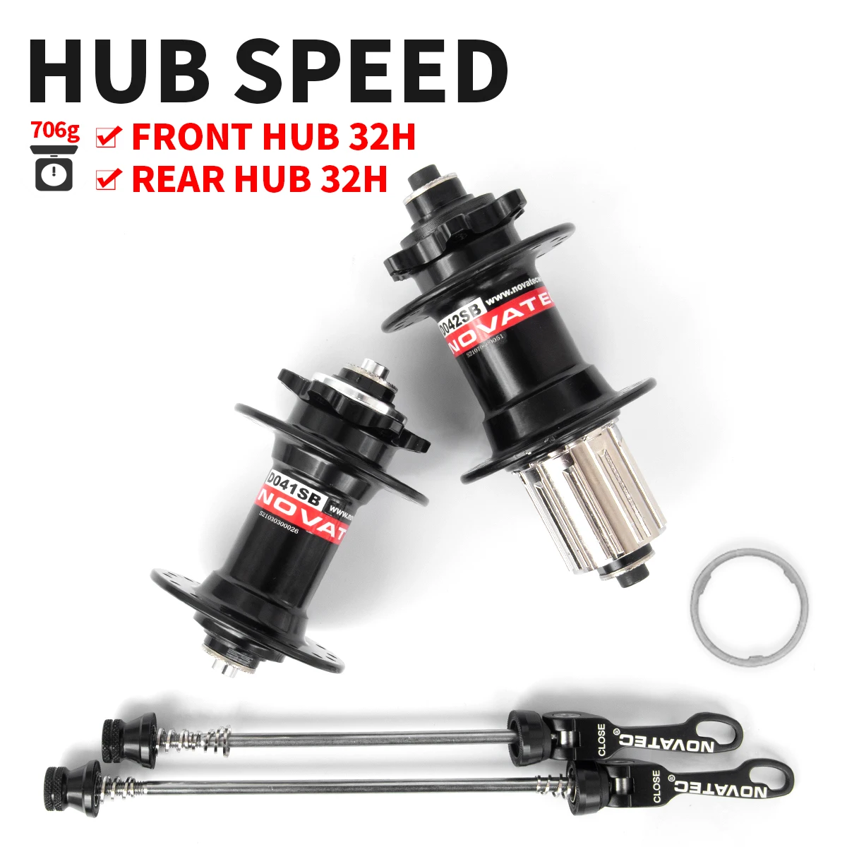 Novatec 자전거 허브 D041SB D042SB 스틸 FreeHub MTB 자전거 허브 디스크 브레이크 박스 휠 허브, 32 홀 호환 8/9/10/11 속도