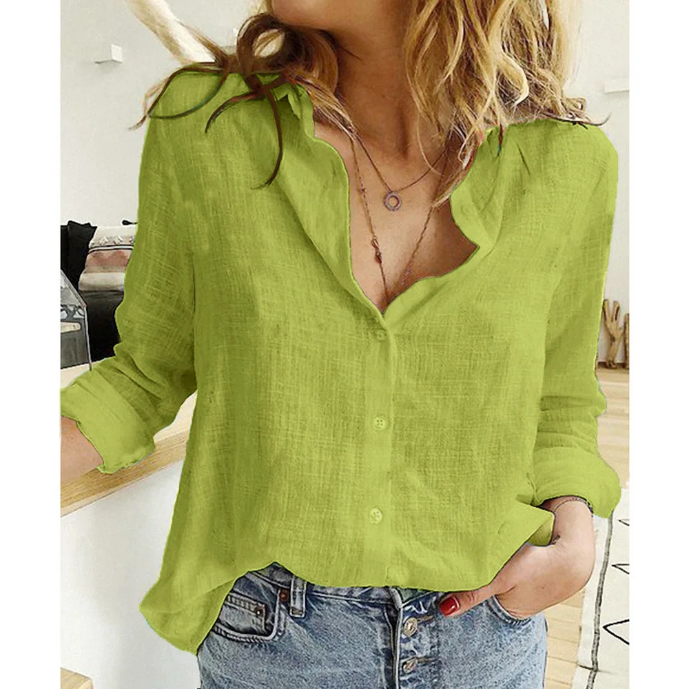 

Leisure White Yellow Shirts Button Lapel Cardigan Top Lady Loose Long Sleeve Oversized Shirt Womens Blouses Autumn Blusas Mujer