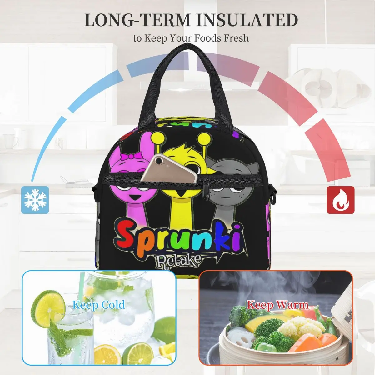 Large Insulated Lunch Boxes With Adjustable Shoulder Strap Incredibox Sprunki Merch Funny Game Lunch Boxes Thermal Cooler 5