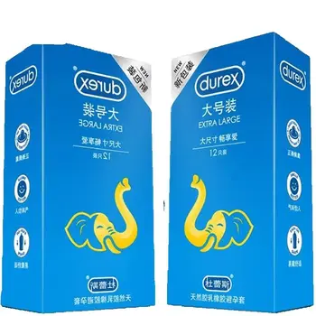 Durex 56mm 12pcs Condoms Extra Lubricated Plus Size Smooth Condom Sex Toys Intimate Products Natural Latex Big Penis Sleeve 1