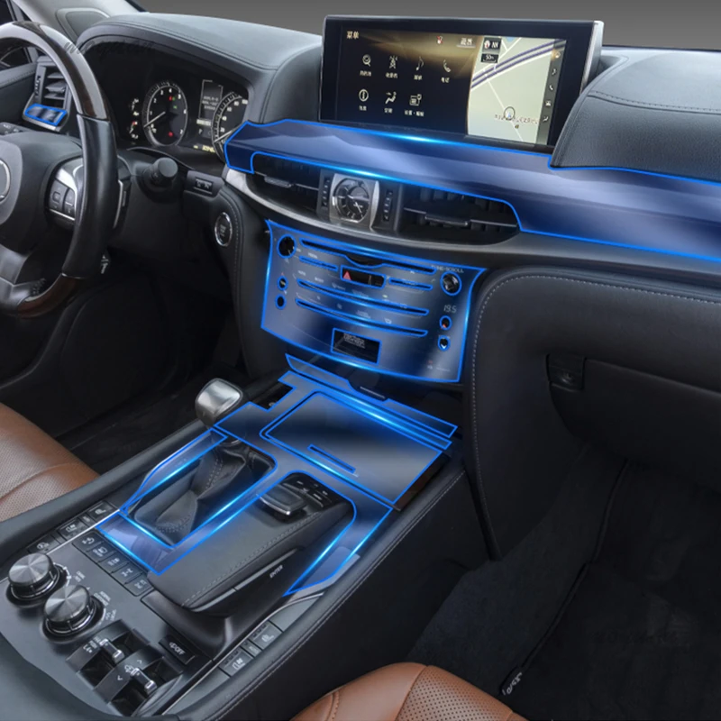 

Прозрачная пленка из ТПУ для Lexus LX LX570 2016-2022 Автомобильная наклейка для внутреннего интерьера центральная консоль приборной панели Air CD Gear дверные, оконные панели