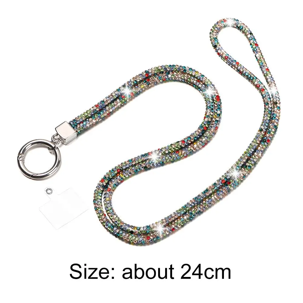 14 Colors Long Phone Lanyard Glitter Rhinestone Phone Lanyard Phone Diamond Crystal Chain Straps Keychain Hanging Anti-lost Rope