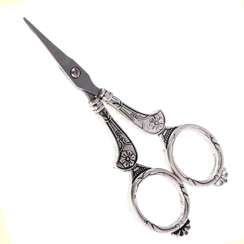 Fashion Retro Carved Stainless Steel Scissors Handicraft Paper Cutter Tool Home Tailor Cross Stitch Shears School Office Supply