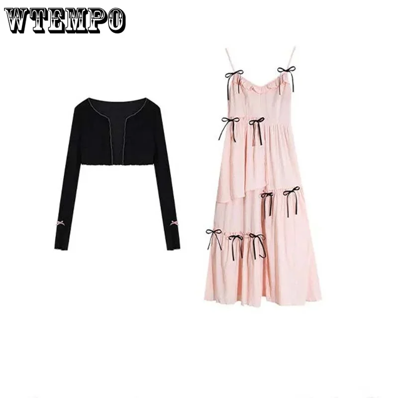 Korean sweet pink striped pleated dress SD00670