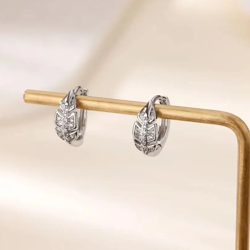 Fashion Palm Leaf Shape Earrings Women Metal Gold Color