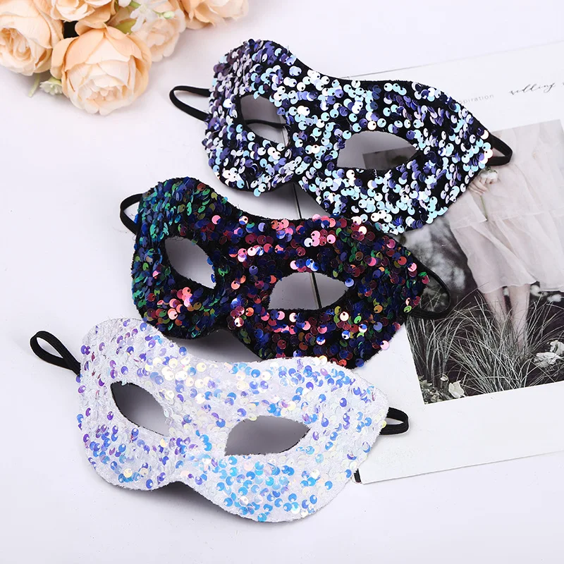 

Halloween Christmas Ball Mask Venetian Party Mask Luxury Sequin Gradient and Flashing Makeup Mask