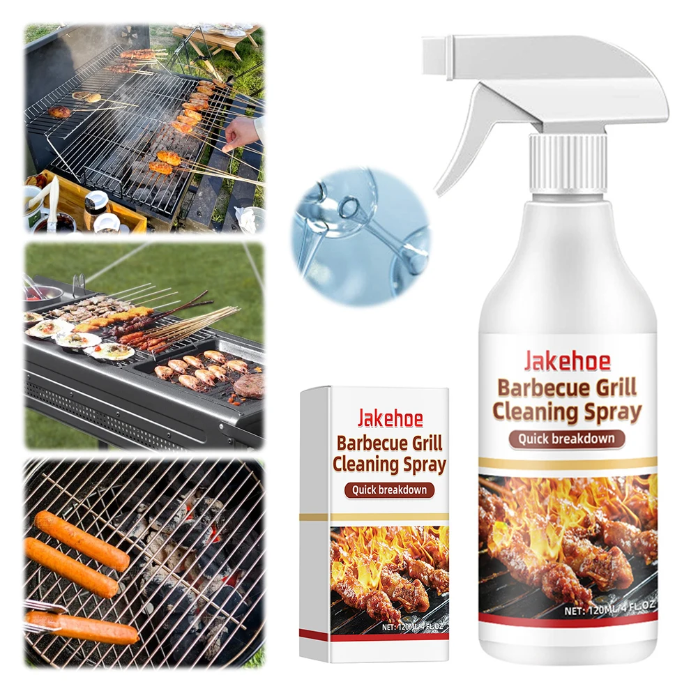 120ml Grill Stain Remover Removes Grease Grate Cleaner Spray Cleans Burnt Food BBQ Cleaning Spray for Degreasing Cleaning Grates