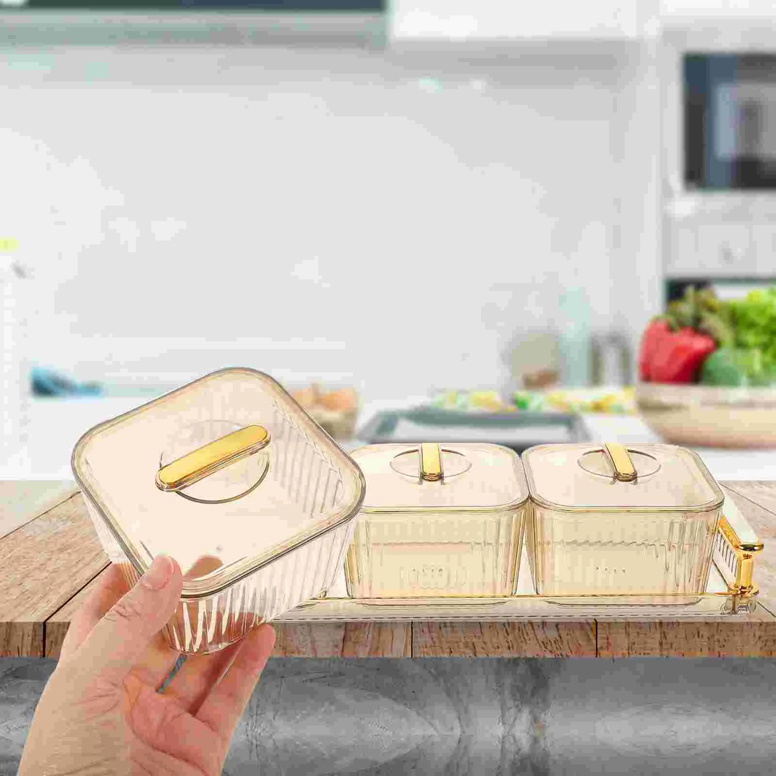 

Dry Fruit Tray Lid Divided Snacks Dish Appetizer Serving Plate Tray Party Wedding Nuts Plate Food Storage Box Containers