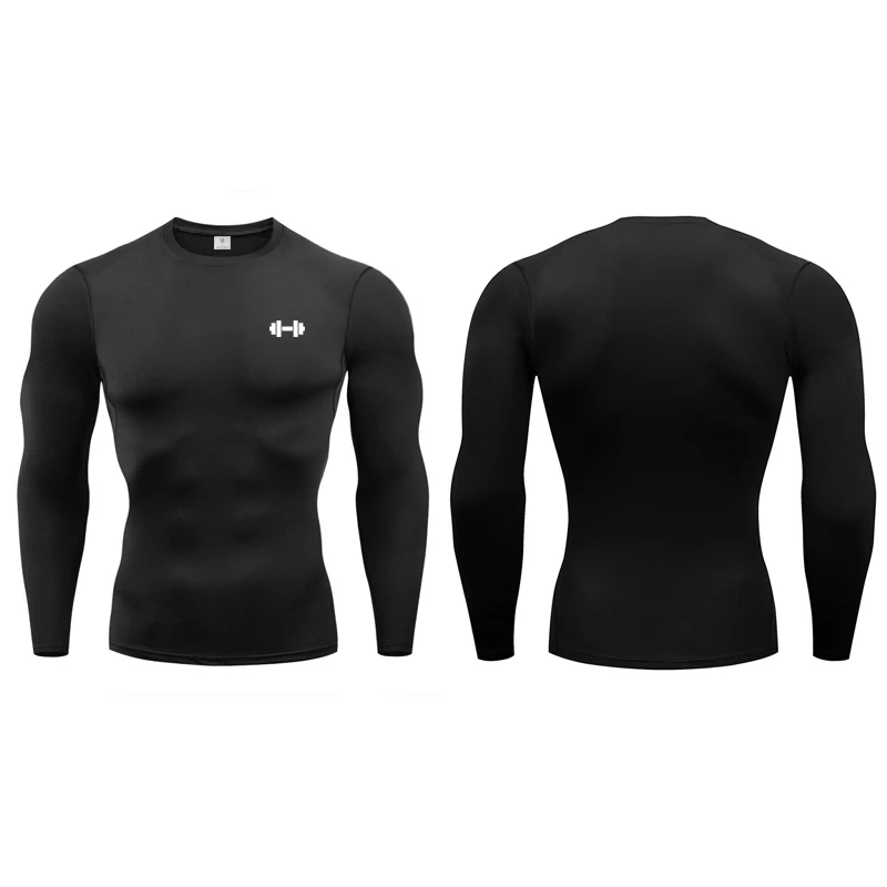 Magliette a Compressione da Uomo, Maniche Lunghe, Abbigliamento Sportivo Primaverile, T-shirt per Allenamento, Elastica e ad Asciugatura Rapida, Top Sportivi per Palestra e Workout - immagine 4